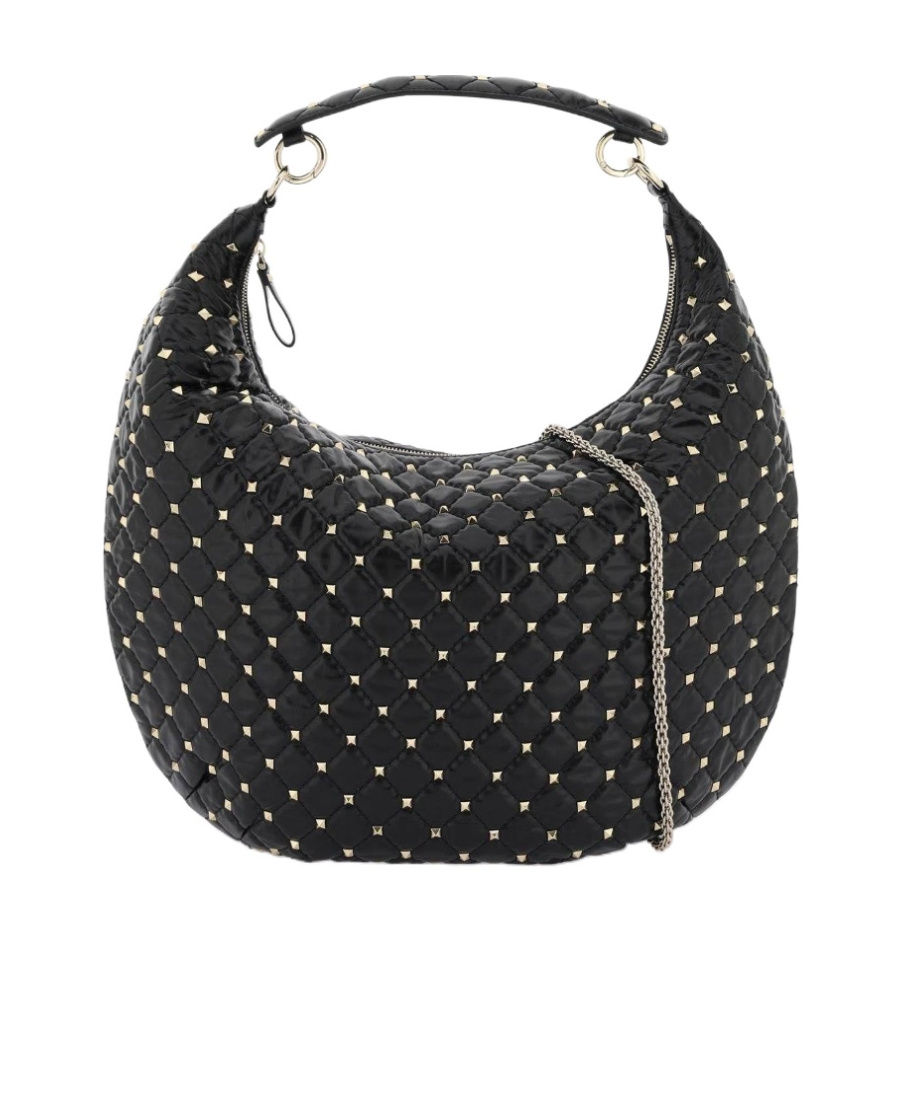 Valentino Rockstud Spike Lambskin Shoulder Bag In Black