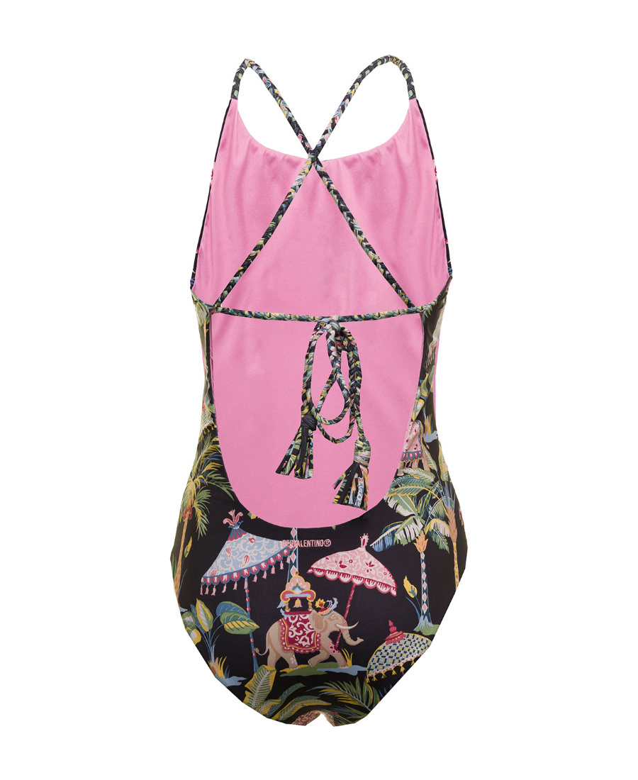 Red Valentino Black Printed One-piece Swimsuit In Black