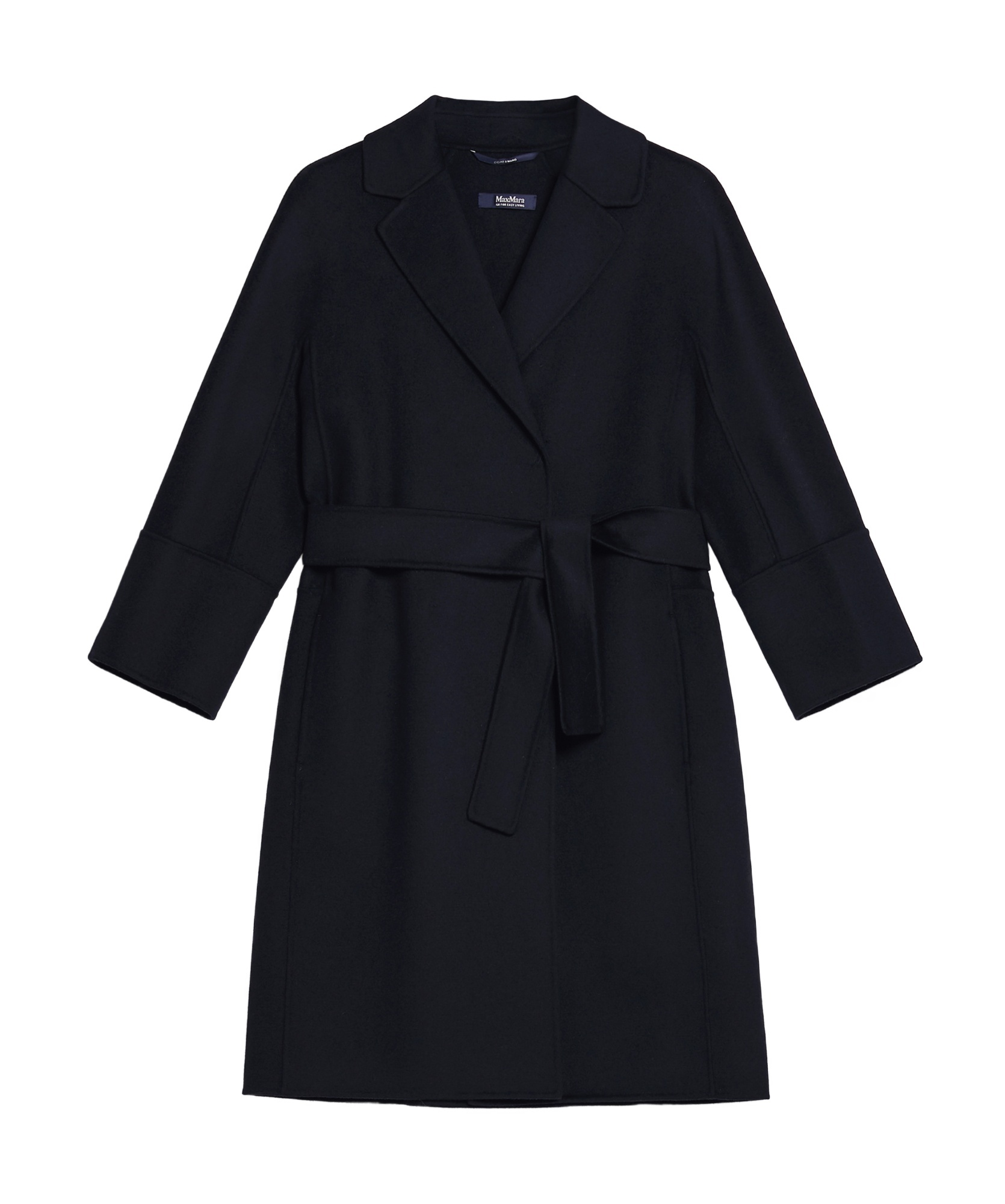 Max Mara Black Arona Double-faced Short Wool Coat In Black