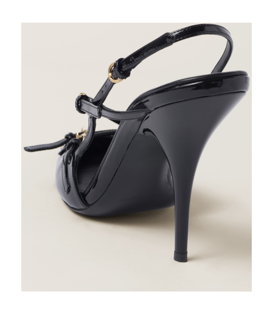 Miu Miu Patent Leather Slingbacks With Buckles In Black