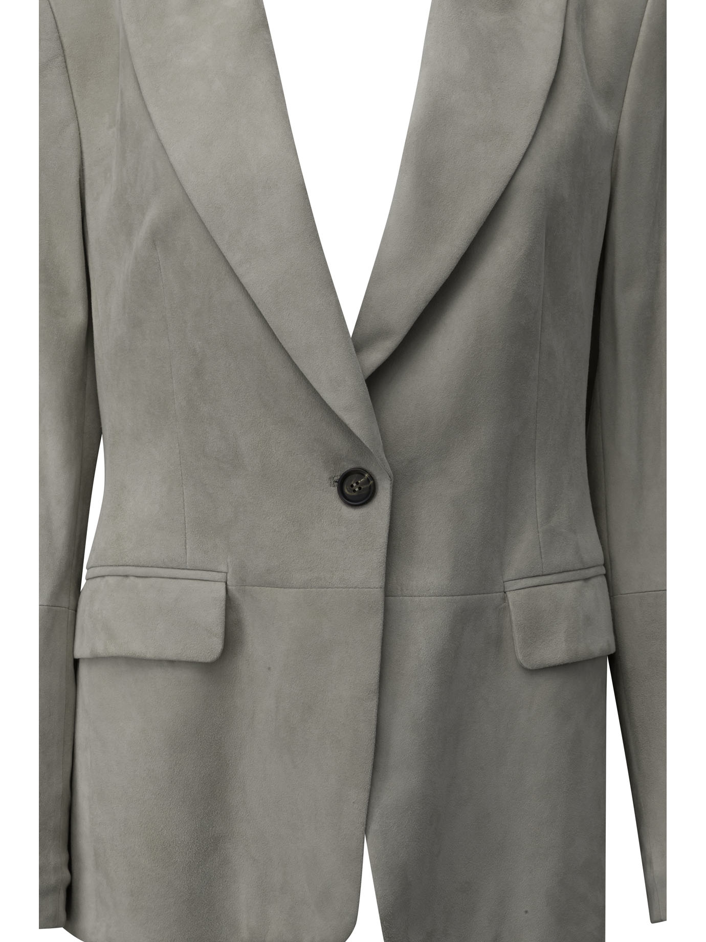 Brunello Cucinelli Single-breasted Suede-leather Blazer In Gray