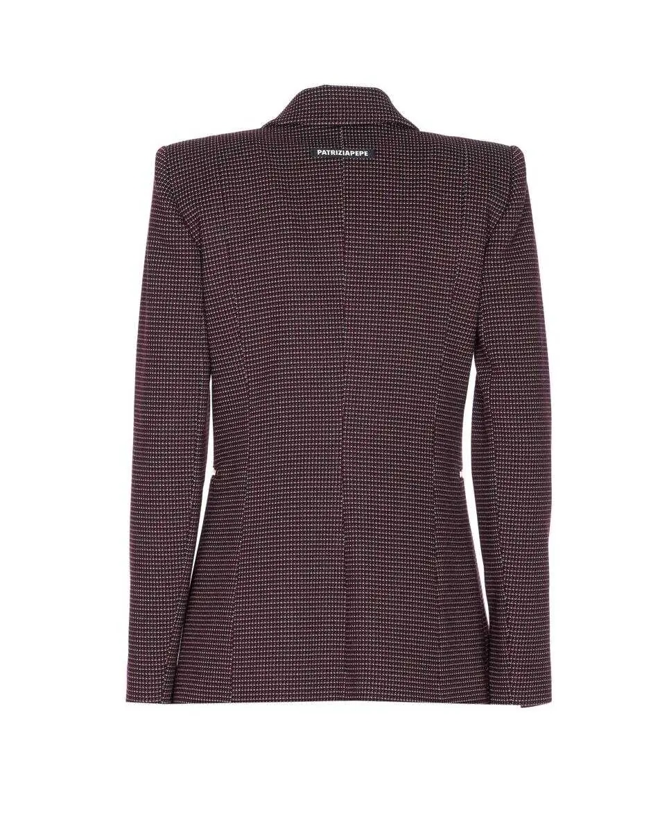 Patrizia Pepe Zipped Plaid Blazer In Pink