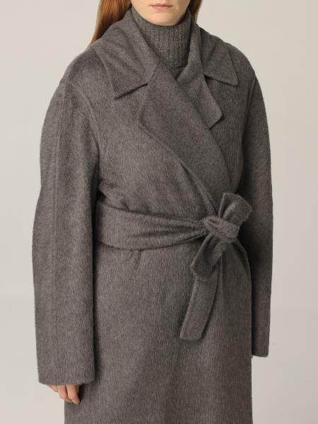 Max Mara Lapel Coat In Gray