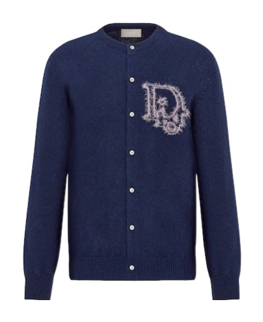 Dior Logo Cardigan In Blue