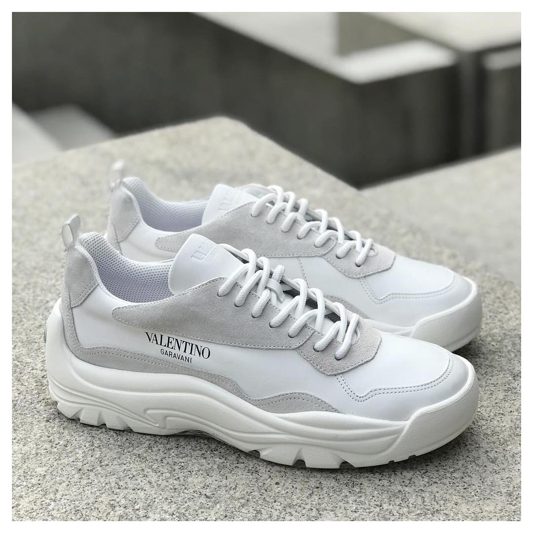 Valentino Two-tone Leather And Suede Gumboy Sneakers In White