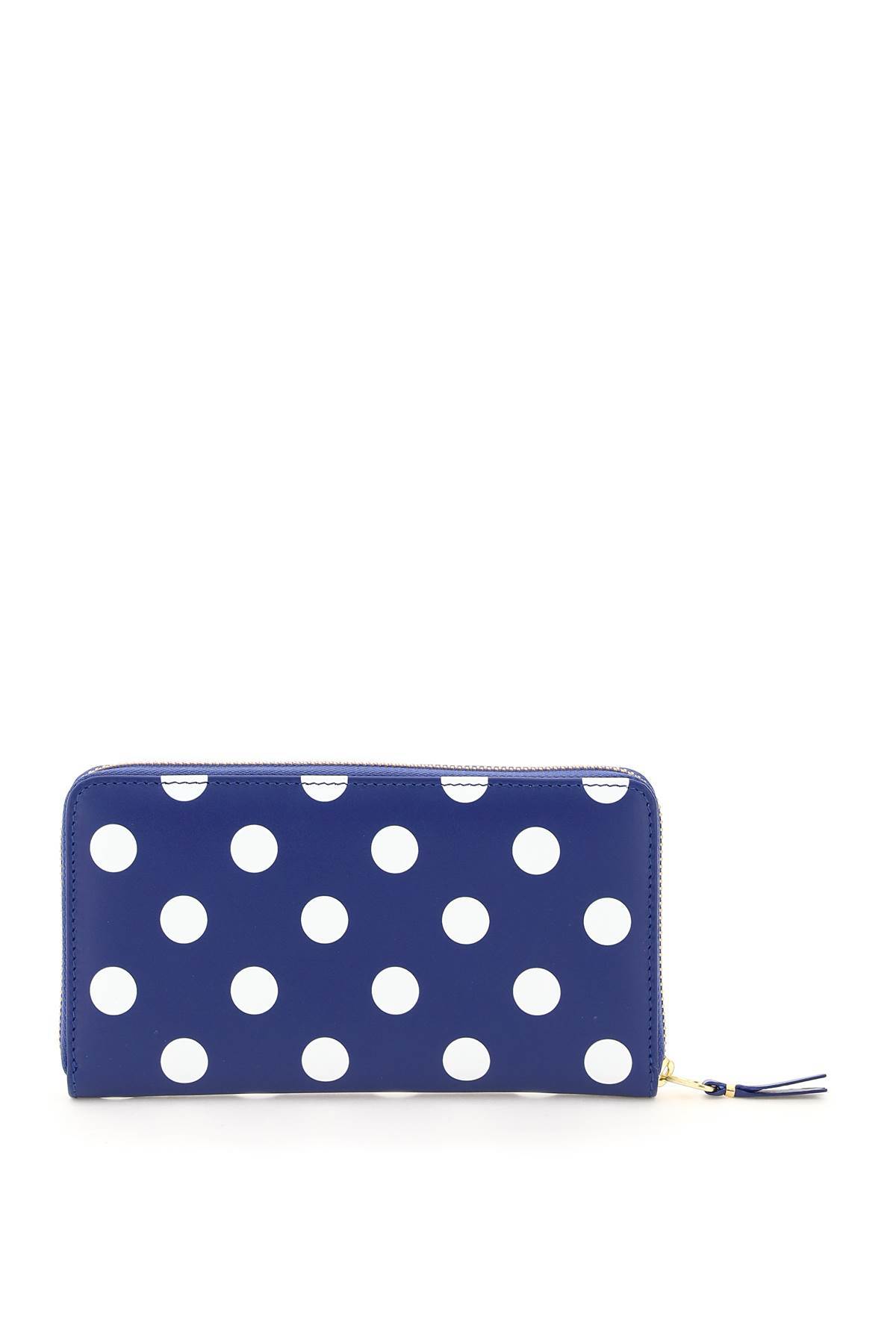 Comme Des Garçons Polka Dot-print Zip-around Wallet In Blue
