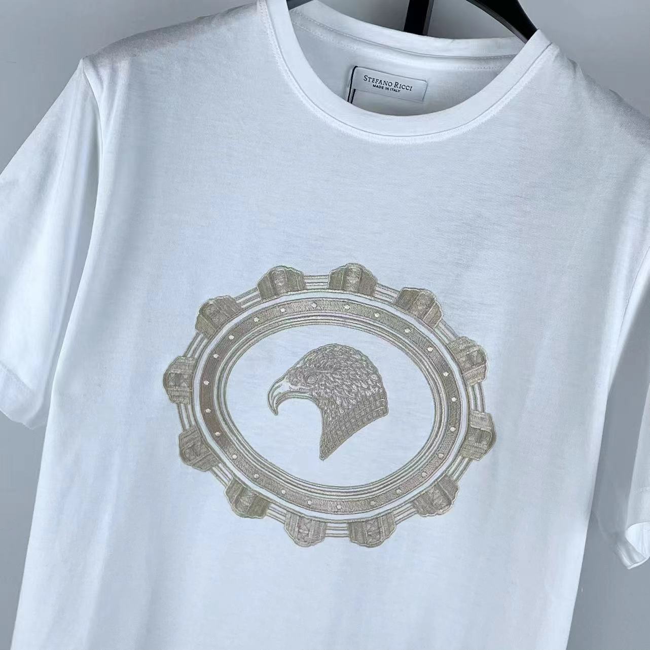 Stefano Ricci T-shirt With Round Neck And Short Sleeves In Blue