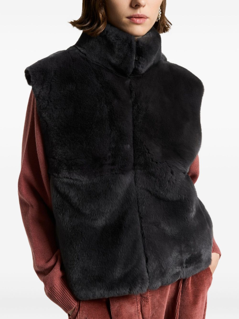 Peserico High-neck Zip-fastening Waistcoat In Black