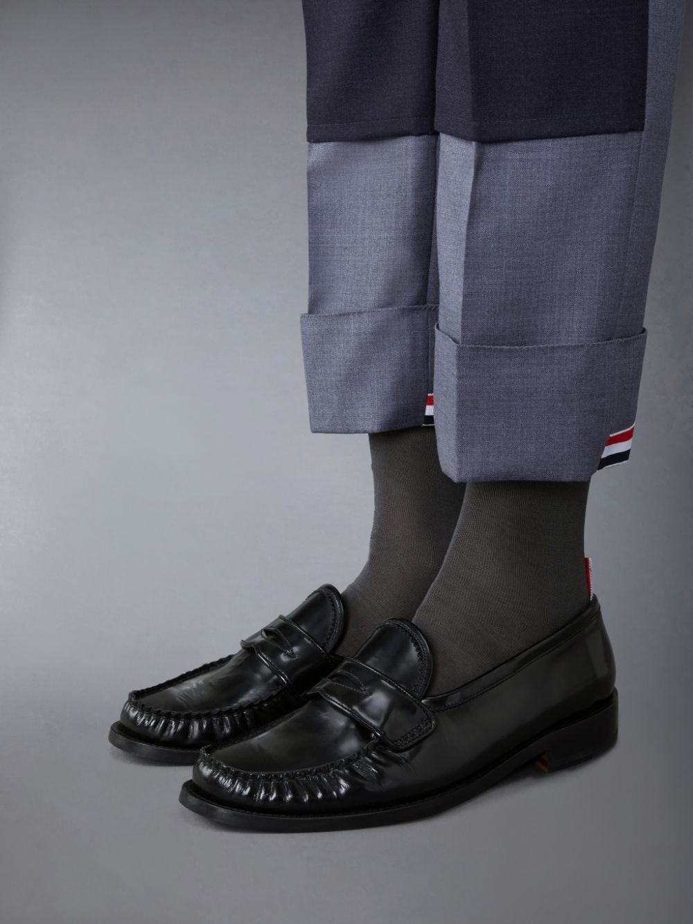 Thom Browne Varsity Patent-leather Penny Loafers In Black