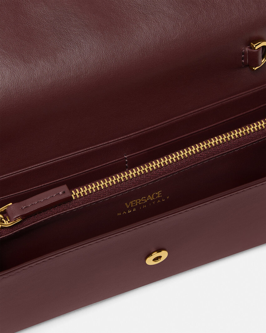 Versace Logo-detail Leather Clutch In Burgundy