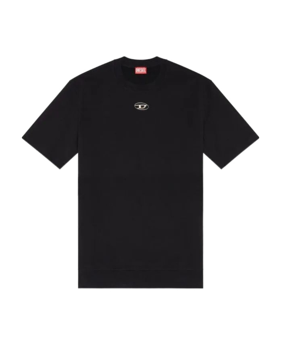 Diesel Biologic Cotton T-shirt With Frontal Oval-d Logo In Black