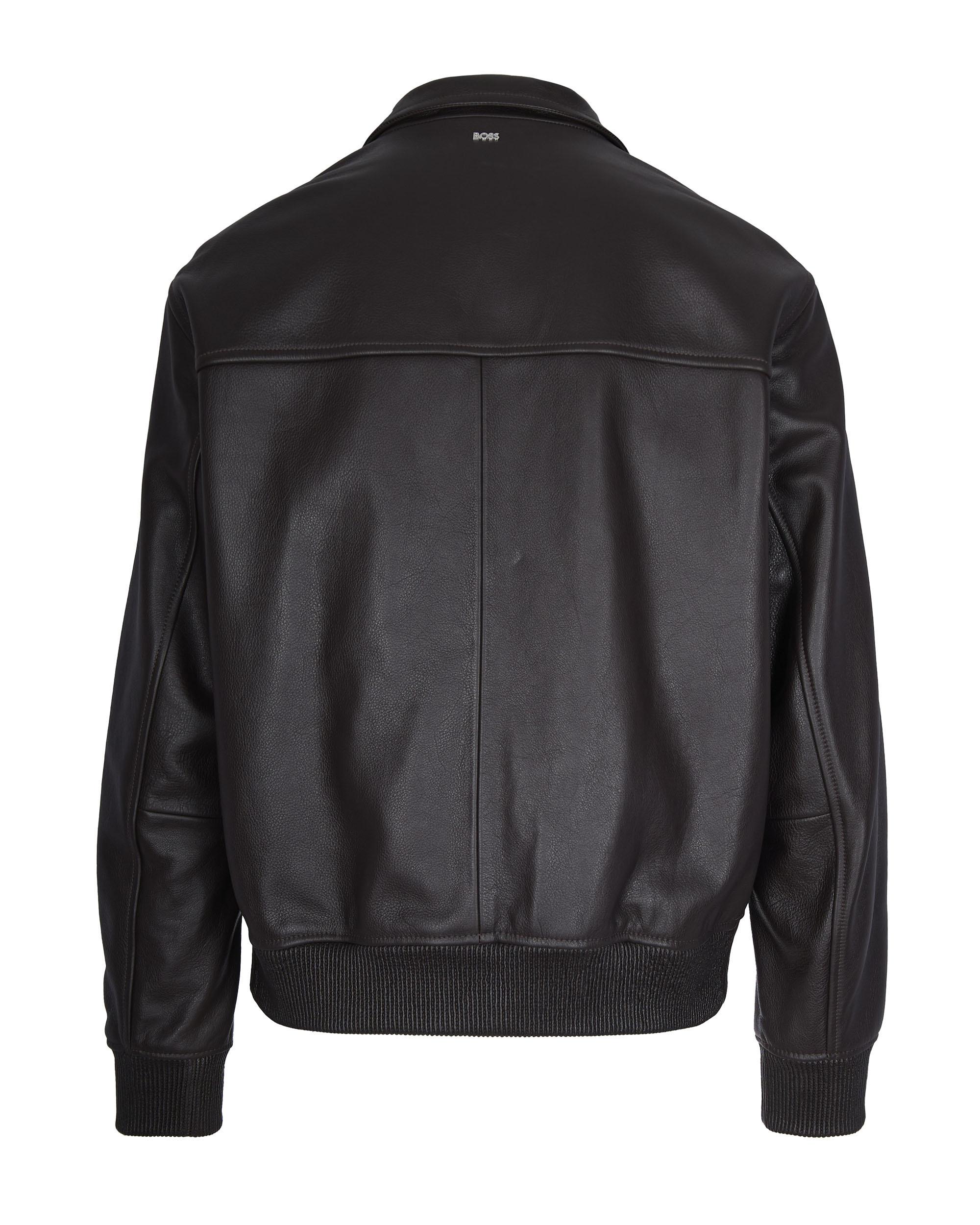 Hugo Boss Giubbino In Nappa Con Zip Doppia Dark Brown In Black