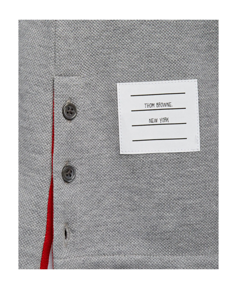 Thom Browne Striped Cotton Pique Polo Dress In Gray