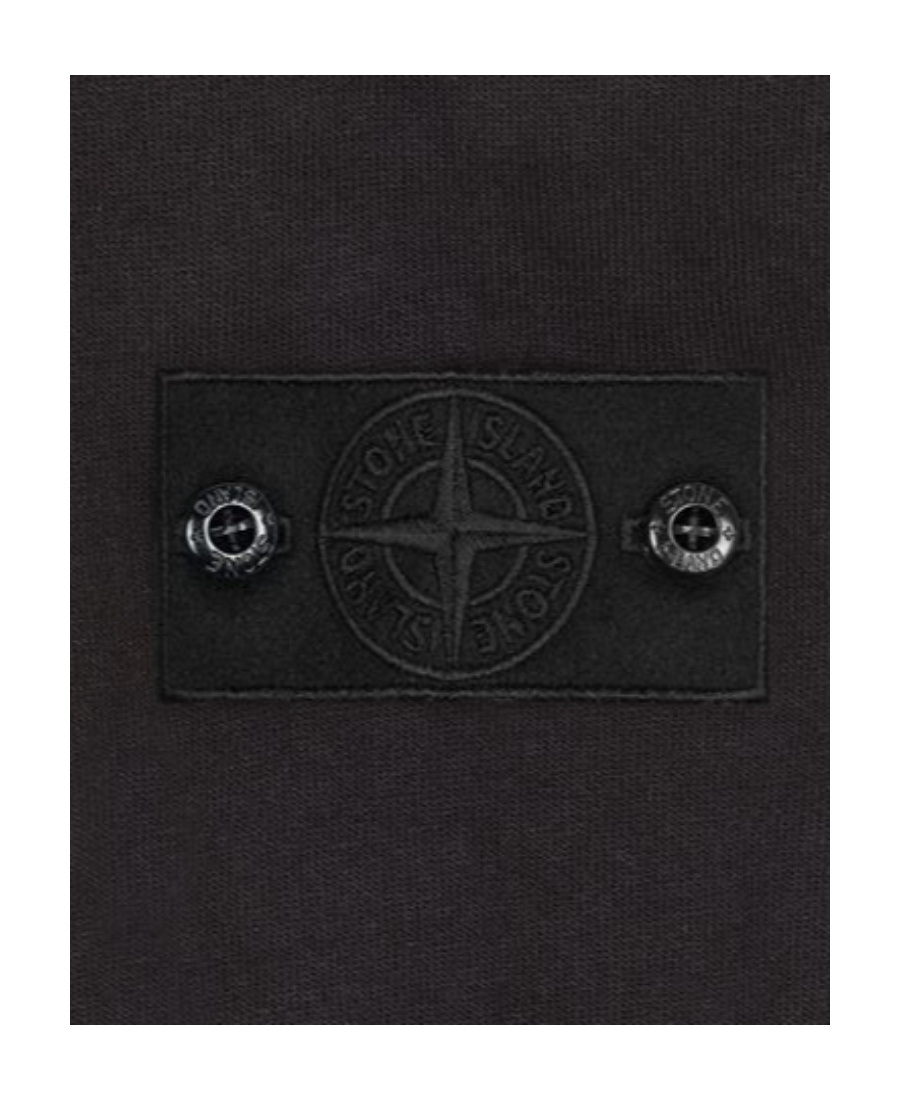 Stone Island Long-sleeved Compass Patch Hoodie In Black