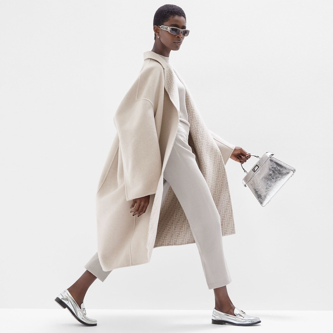 Fendi Wool-blend Cropped Trousers In White