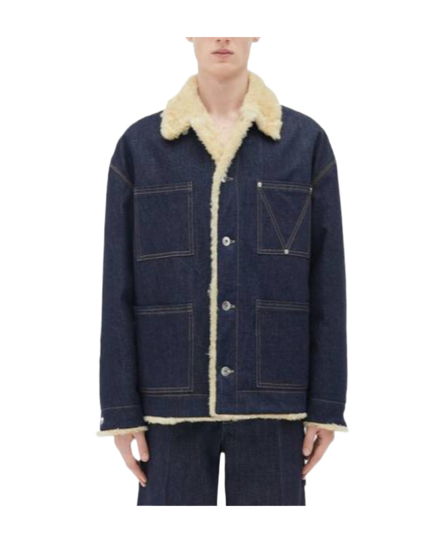 Bottega Veneta Lapel Denim Coat In Blue