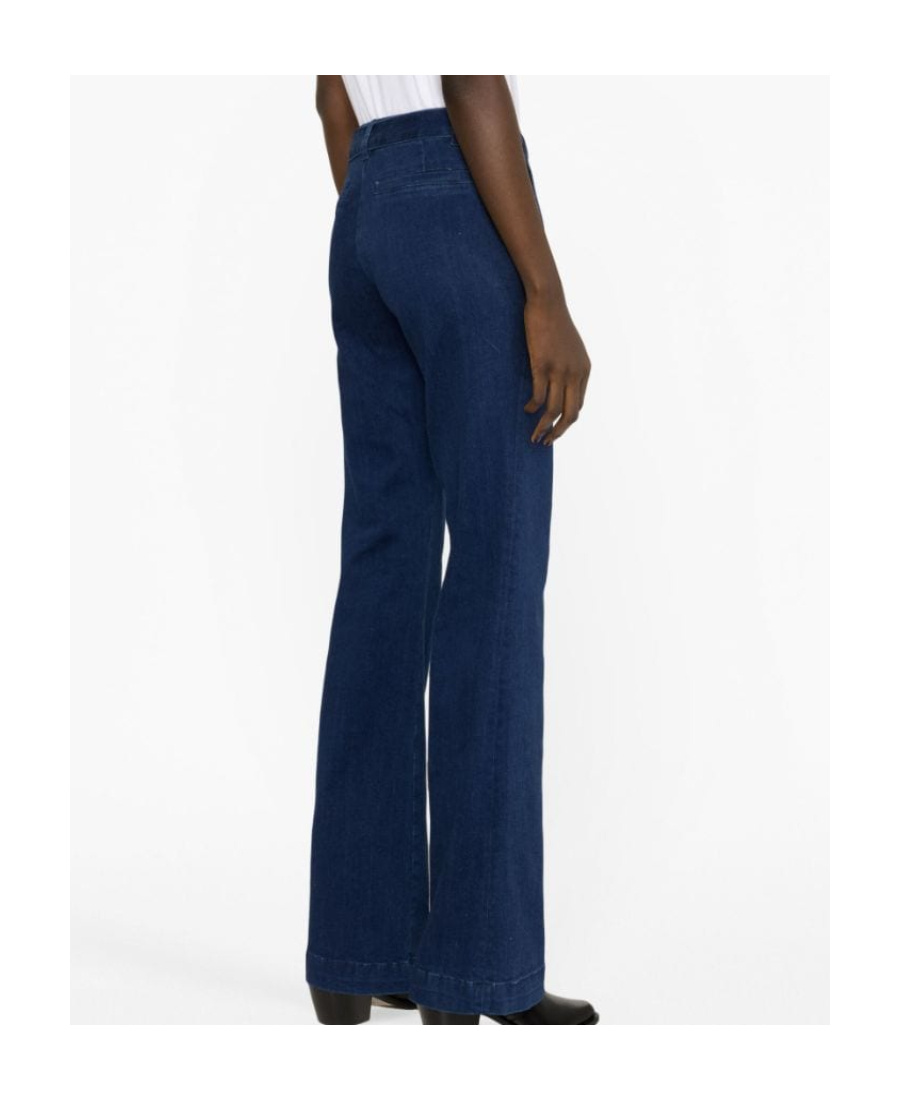 Shop Frame High-waisted Flared Jeans In Blue