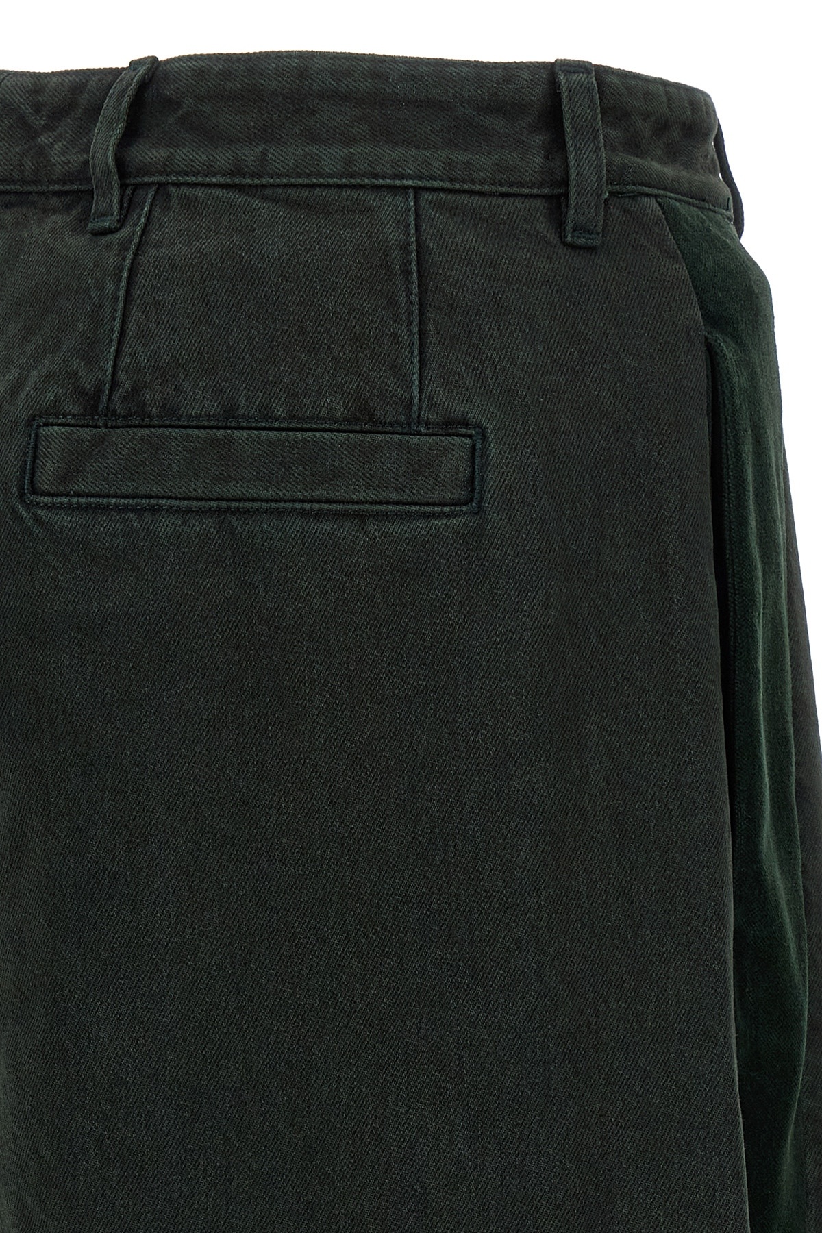 Dries Van Noten Velvet Insert Jeans Green In Black