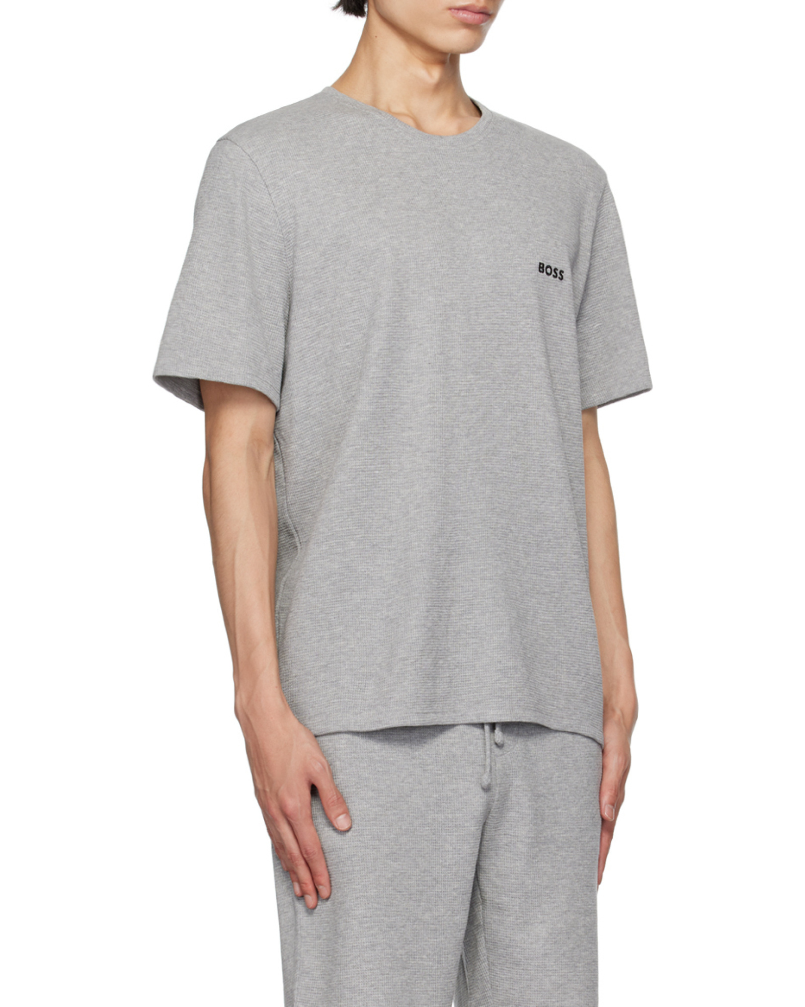 Hugo Boss T-shirt With Round Neck And Short Sleeves In Gray