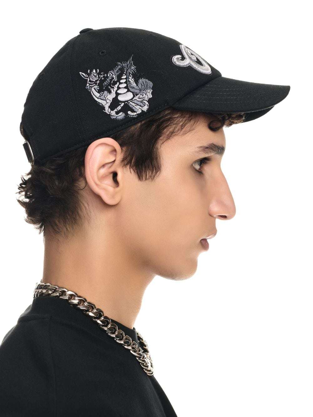Off-white Embroidered Cotton Cap In Black