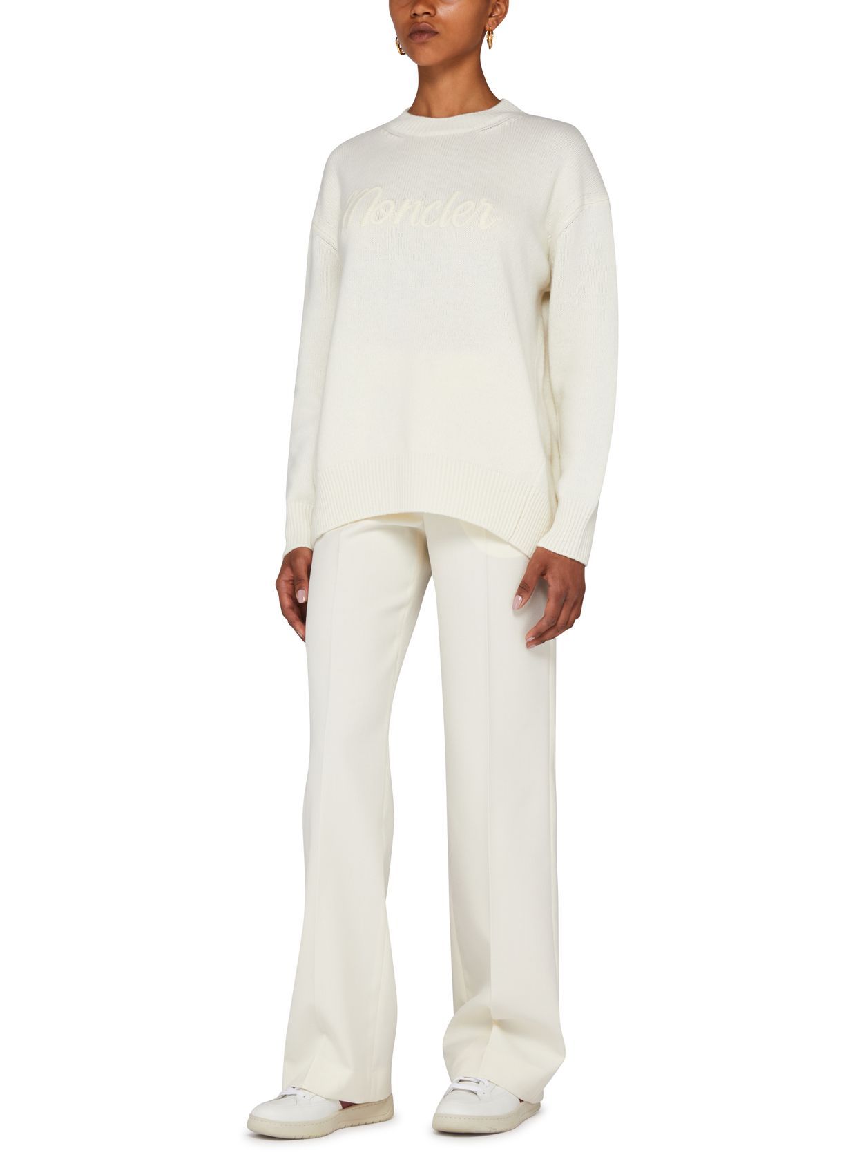 Moncler High-waisted Casual Pants In White
