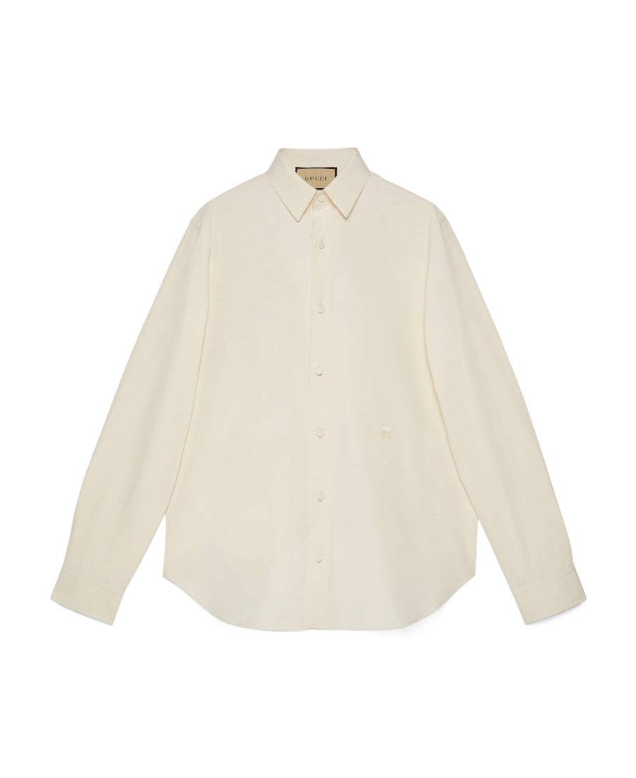 Gucci Long-sleeve Cotton Poplin Shirt In White