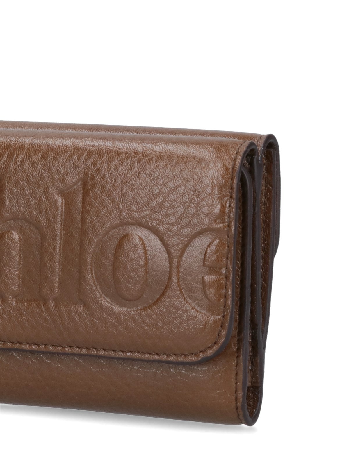 Chloé Tri-fold Logo Wallet In Brown
