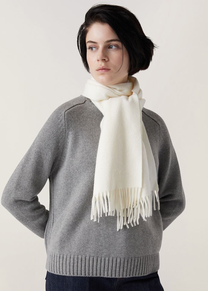 Loro Piana Fringed Cashmere Scarf In White
