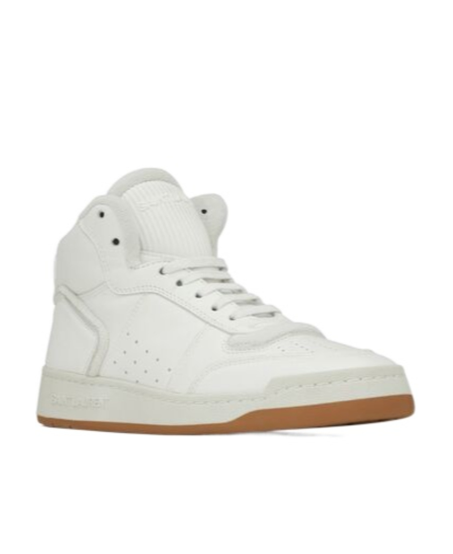 Shop Saint Laurent Lace-up Hi-top Sneakers In White