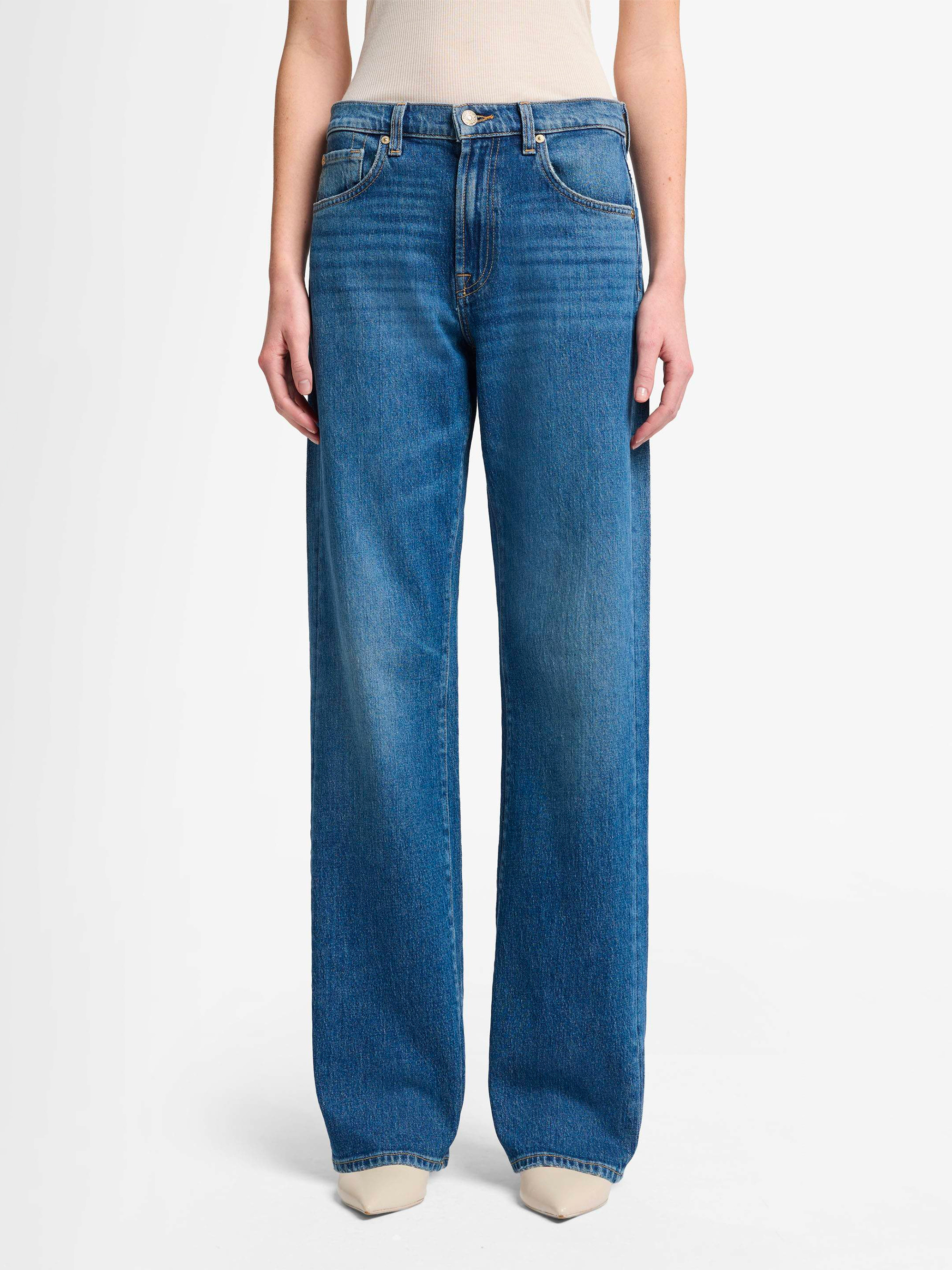 7 For All Mankind Tess Explorer Trouser Belt Loops In Blue