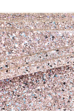 Jimmy Choo Candy Clutch Bag In Fabric With Glitter In Pink