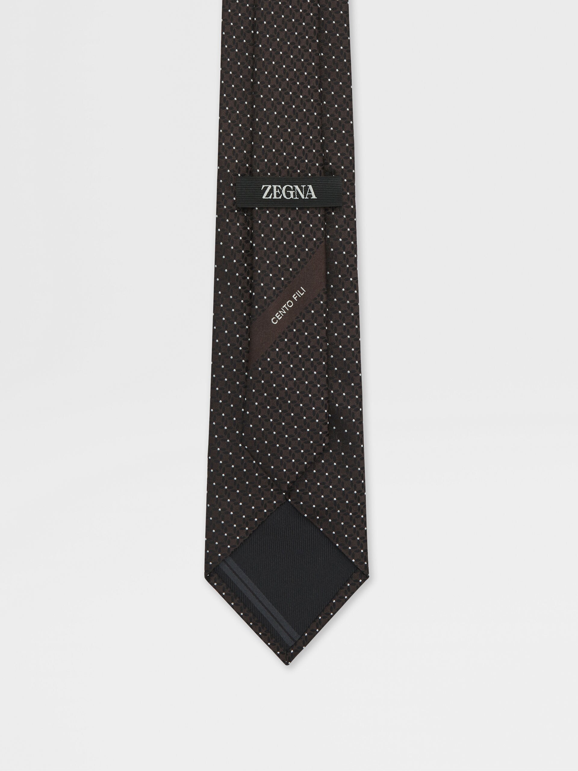 Zegna Jacquard Pattern Tie In Black