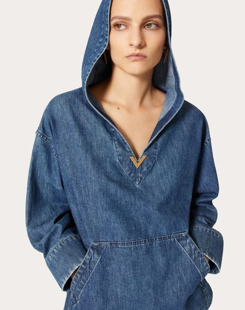 Valentino Chambray Denim Kaftan In Blue
