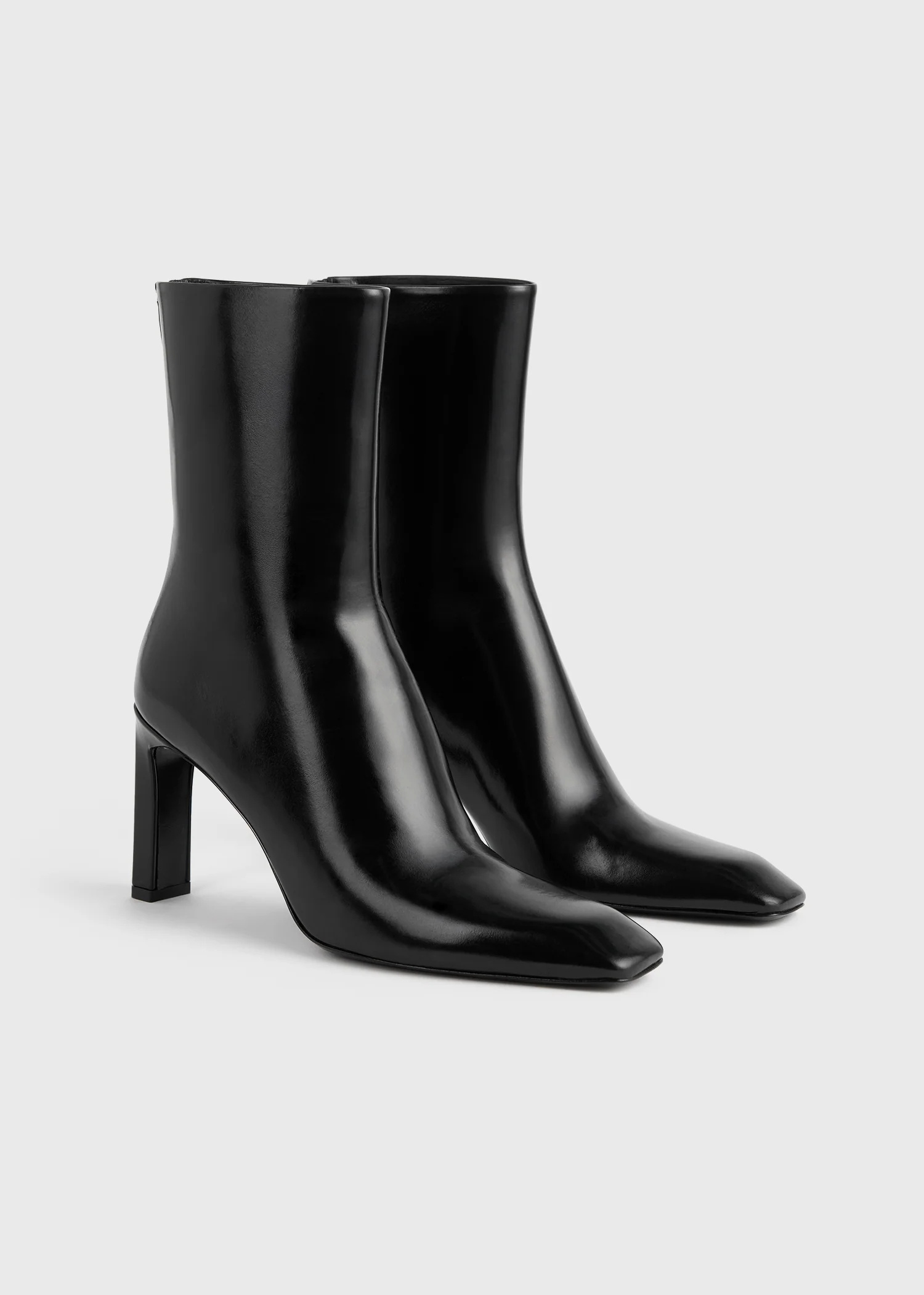 Totême Toteme 80 Glossed Leather Mid-calf Boots In Black