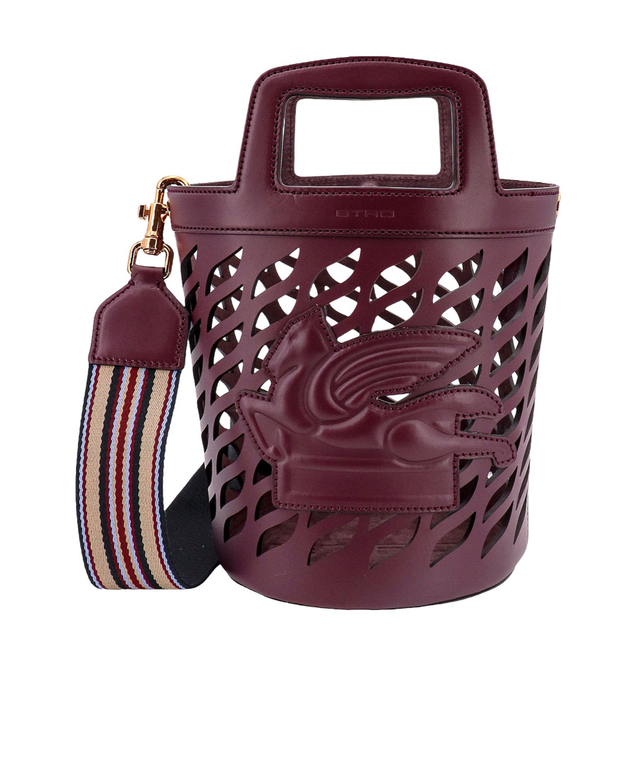 Etro Coffa Leather Bucket Bag In Red