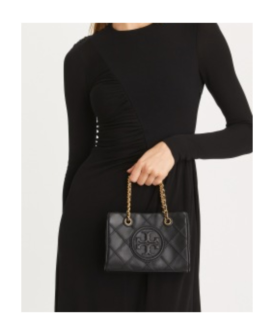 Tory Burch Mini Fleming Soft Leather Top Handle Bag In Black
