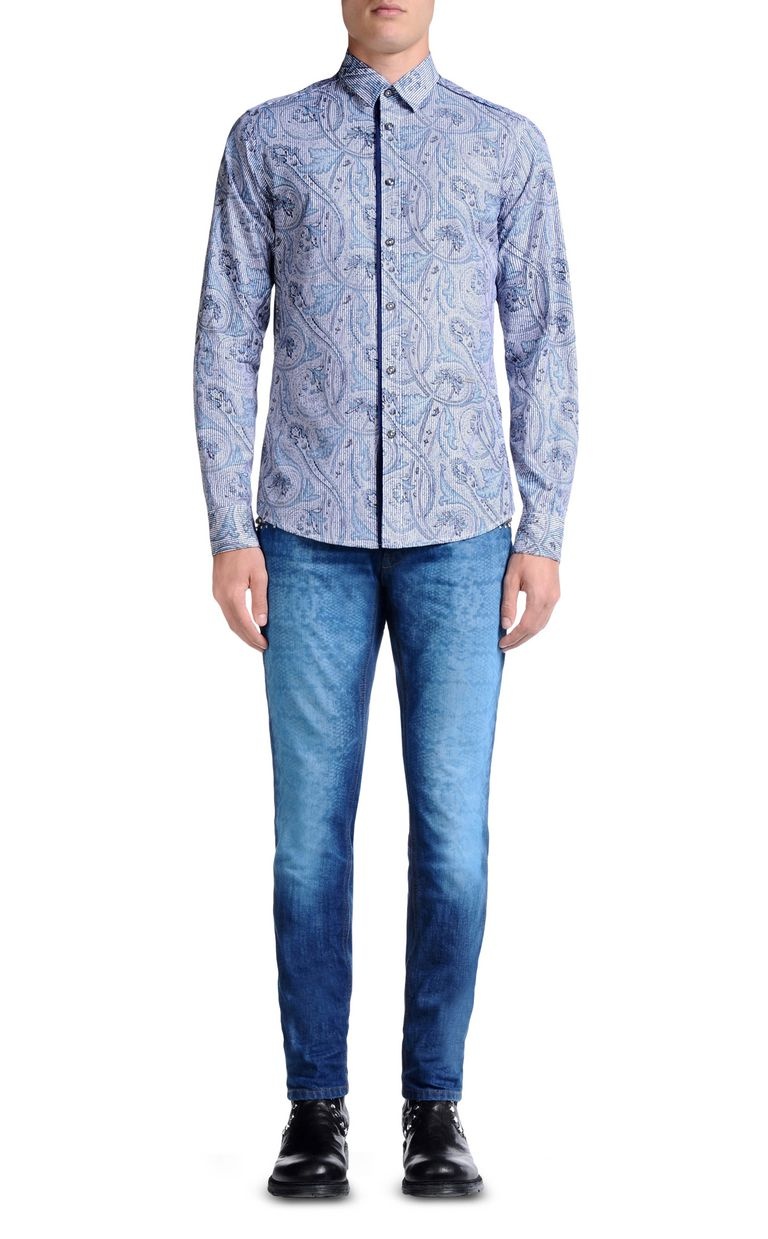 Just Cavalli Long-sleeved Shirt In Blue