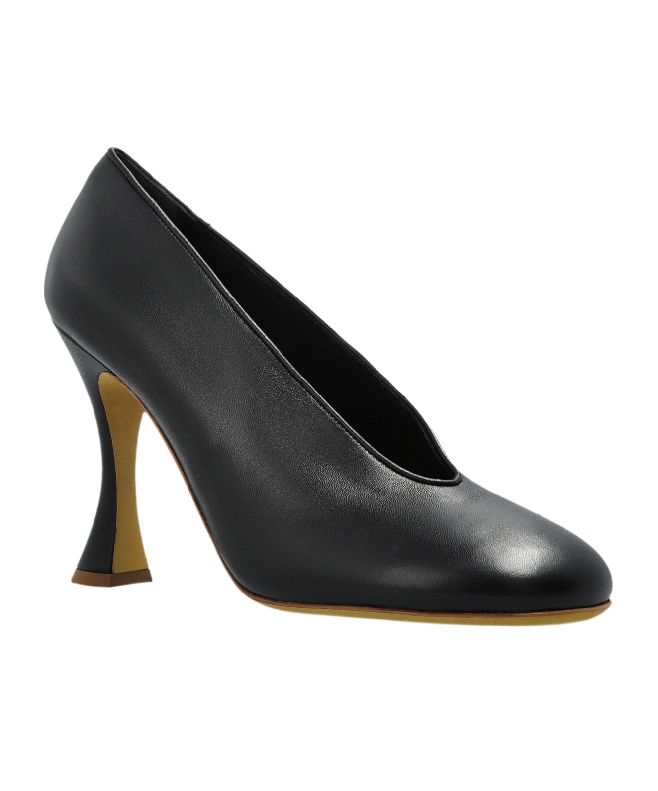 Moschino Black Duck Leather Heels In Black