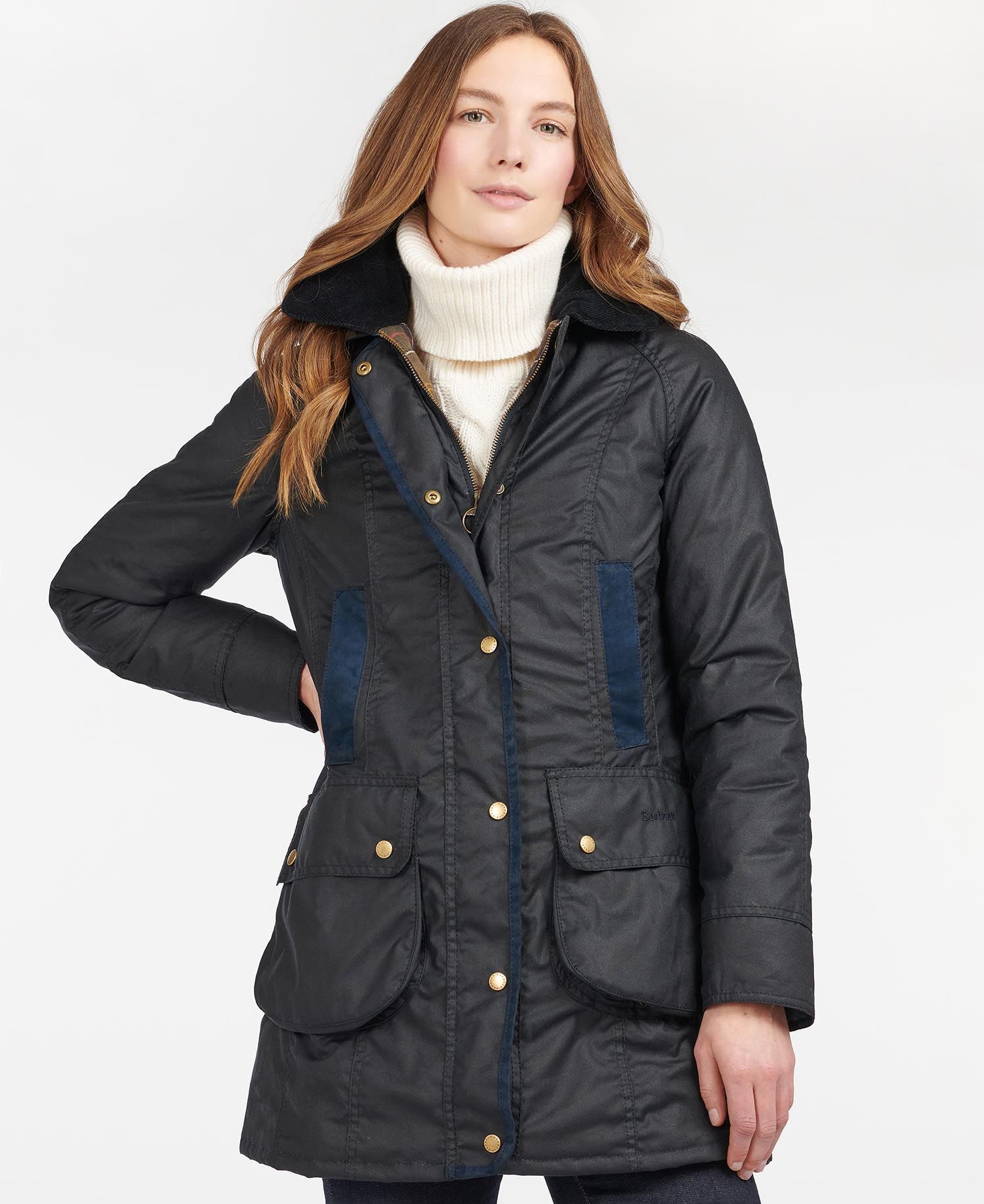 Barbour Hooded Parka Coat In Black