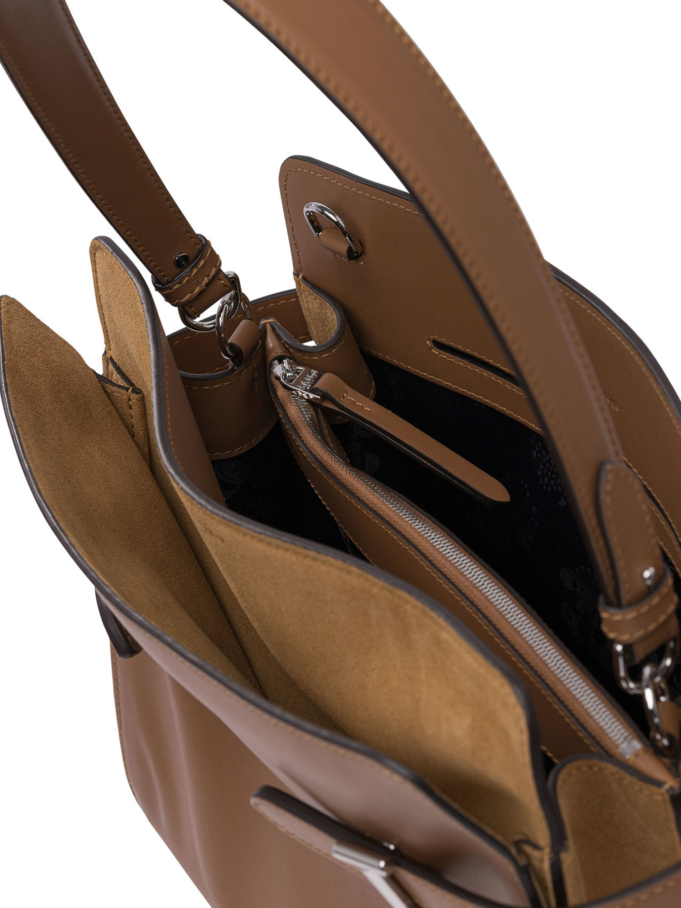 Le Tanneur Large Smooth And Nubuck Leather Shoulder Bag