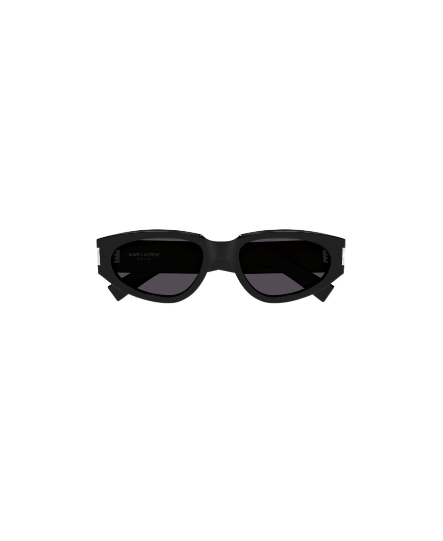 Saint Laurent Polished Oval-frame Sunglasses In Black