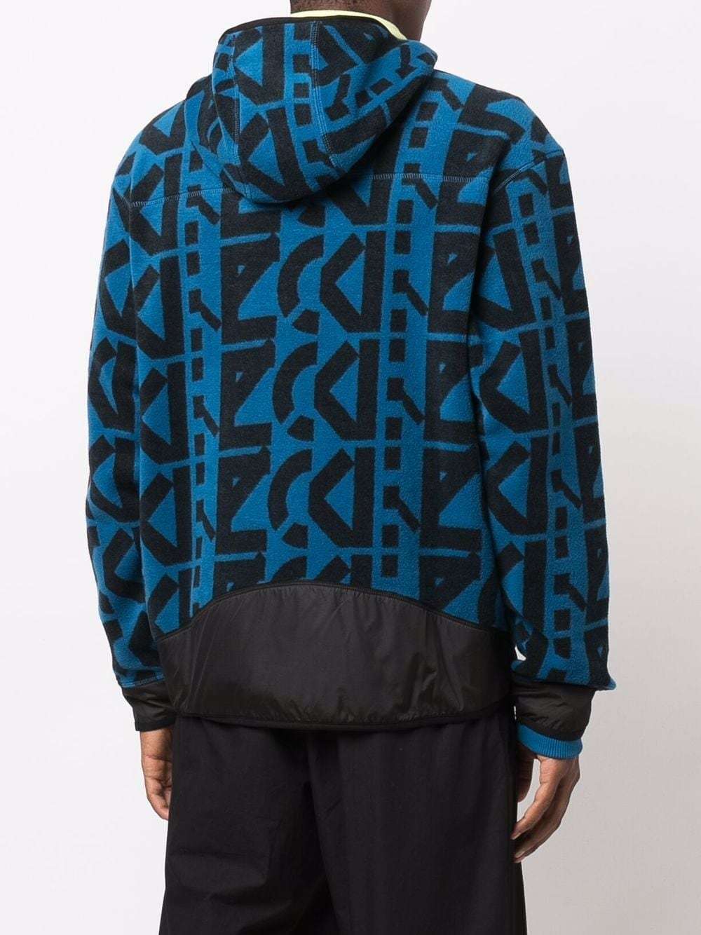 Kenzo Abstract-print Zip-up Hooded Jacket In Blue