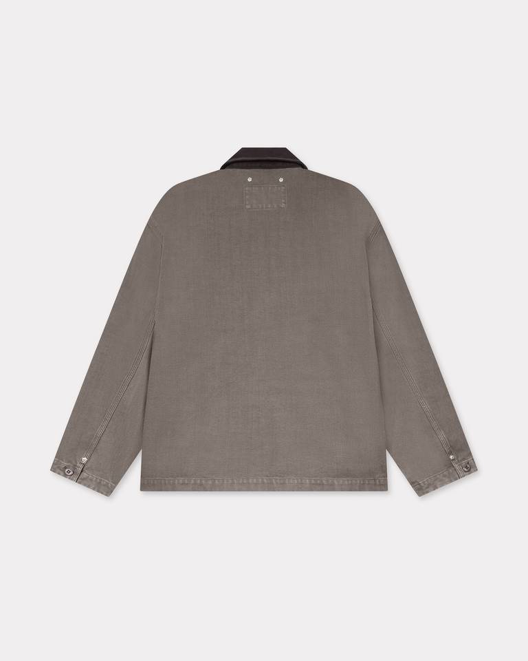 Kenzo ' Paris Chainstitch' Workwear Jacket In Washed Cotton In Brown