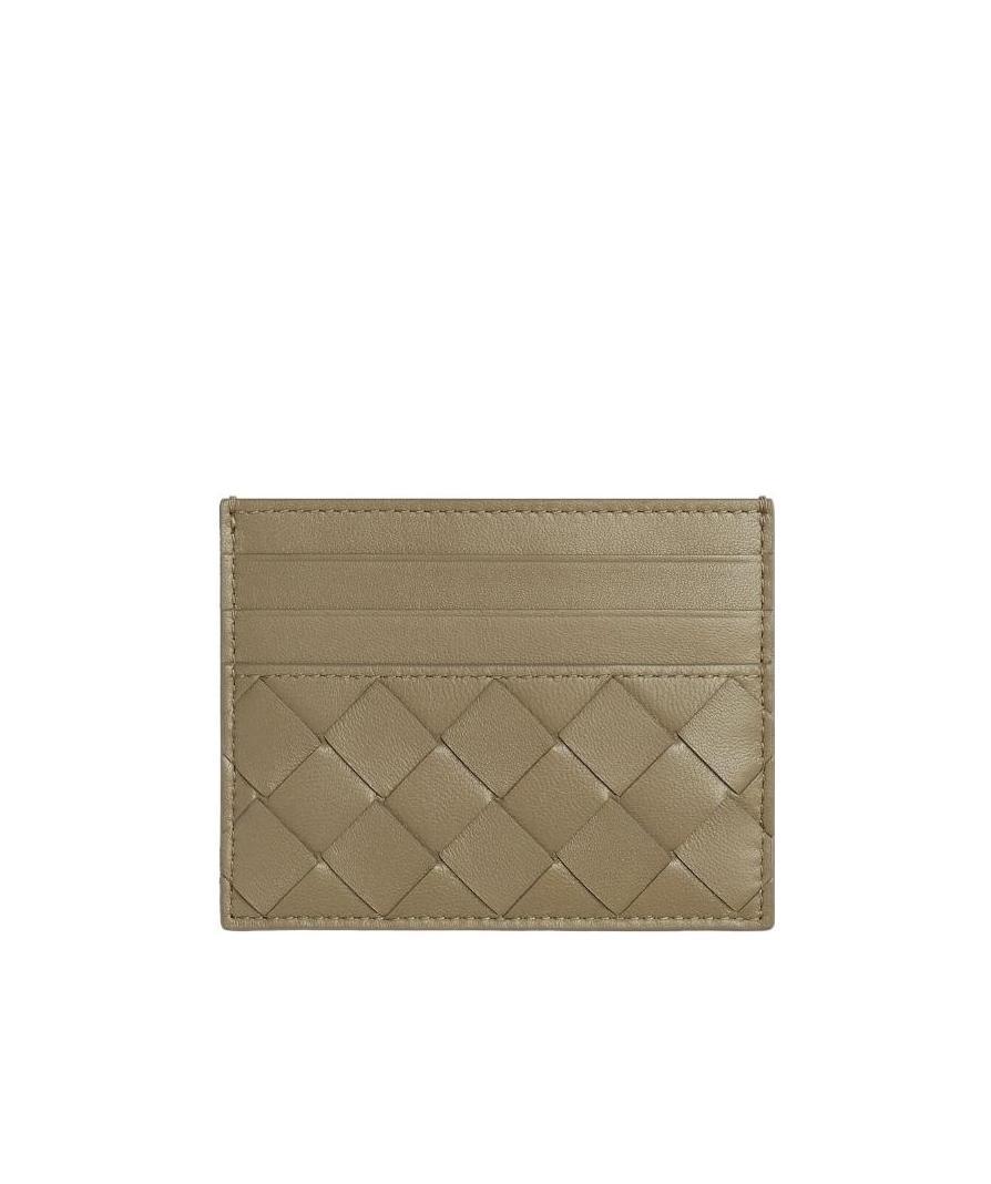 Bottega Veneta Leather Intrecciato Card Holder In Brown