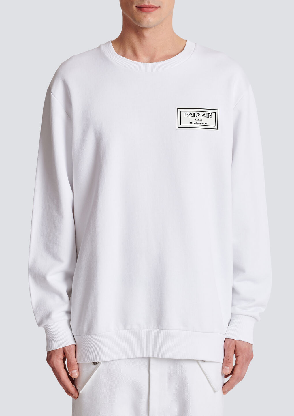 BALMAIN SWEATSHIRT WITH RUBBER PATCH