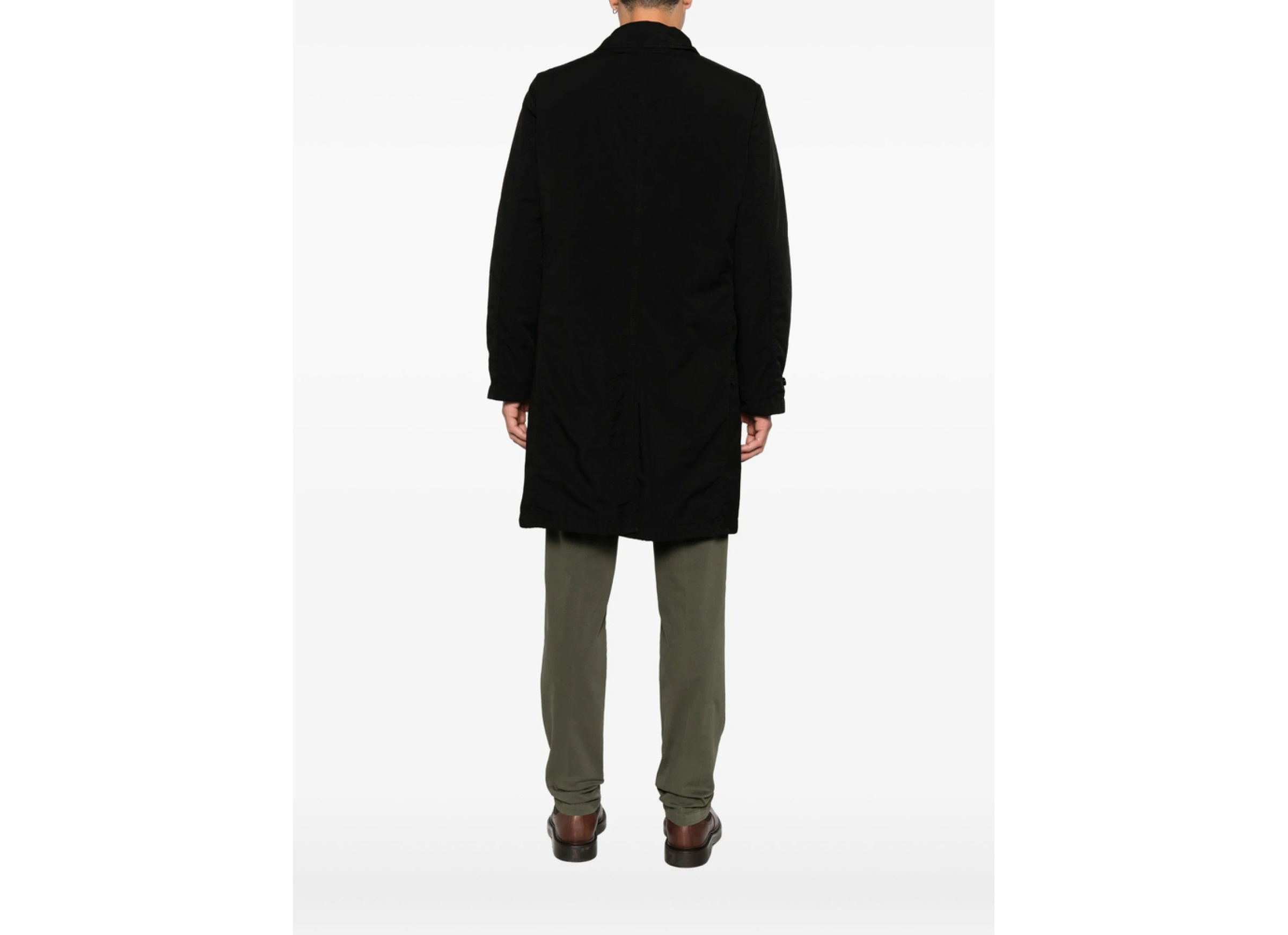 Aspesi Spread-collar Single-breasted Coat In Black