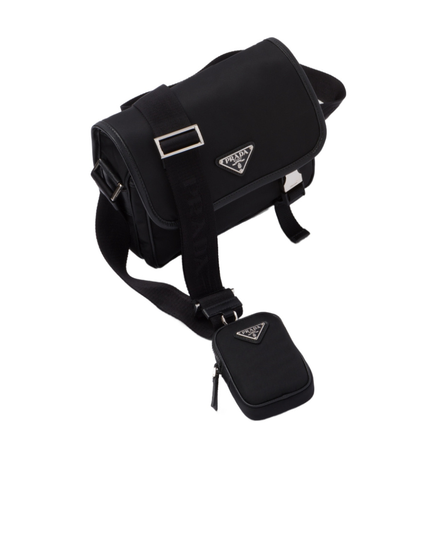 Prada Re-nylon And Saffiano Leather Shoulder Bag In Black