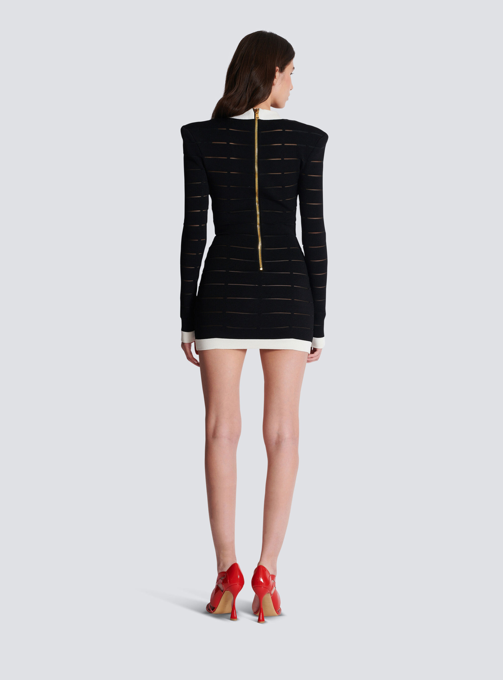 Balmain Button-embellishment Knitted Mini Dress In Black