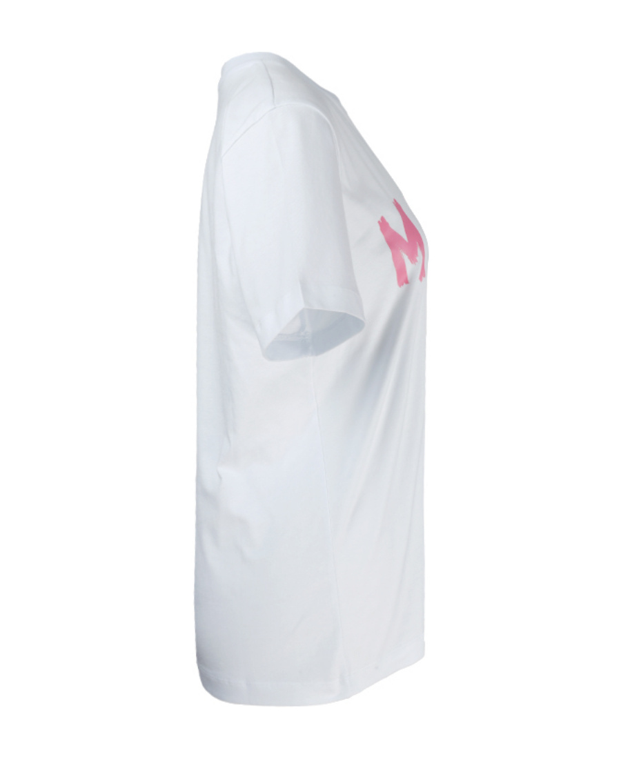 Msgm Jersey T-shirt With Brushstroke Printed Logo In White