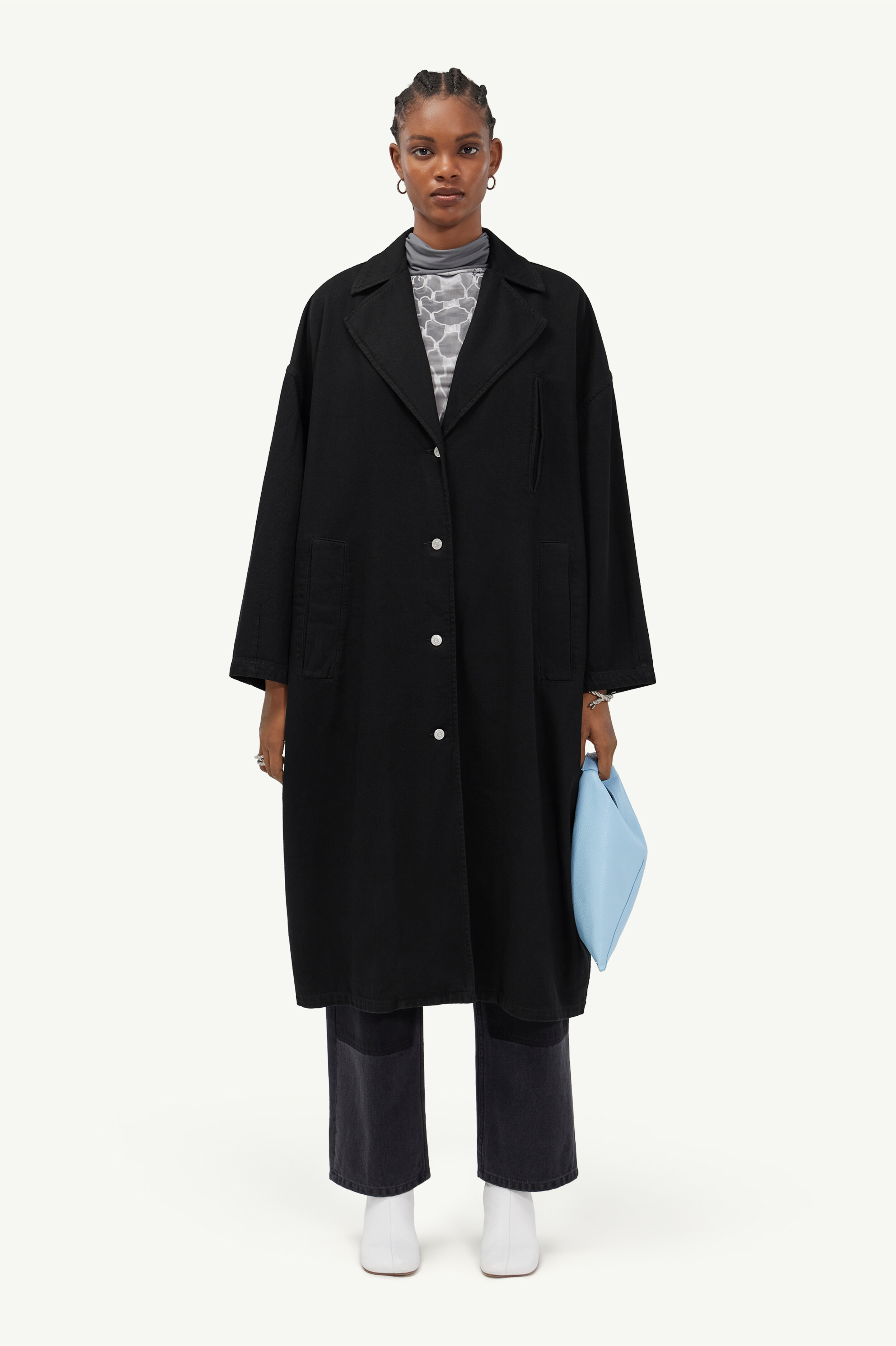 Mm6 Maison Margiela Button-fastening Single-breasted Coat In Black